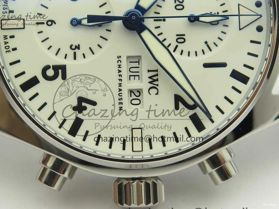 MIROTIME 0126 Pilot Chrono 377725 SS ZF 1:1 Best Edition White Dial on Black Leather Strap A Soft 7183